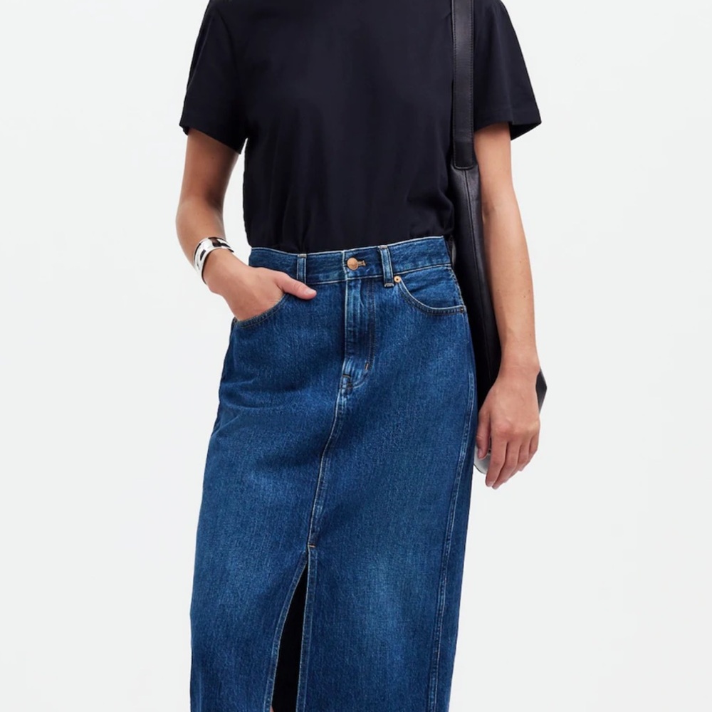 Denim midi skirt